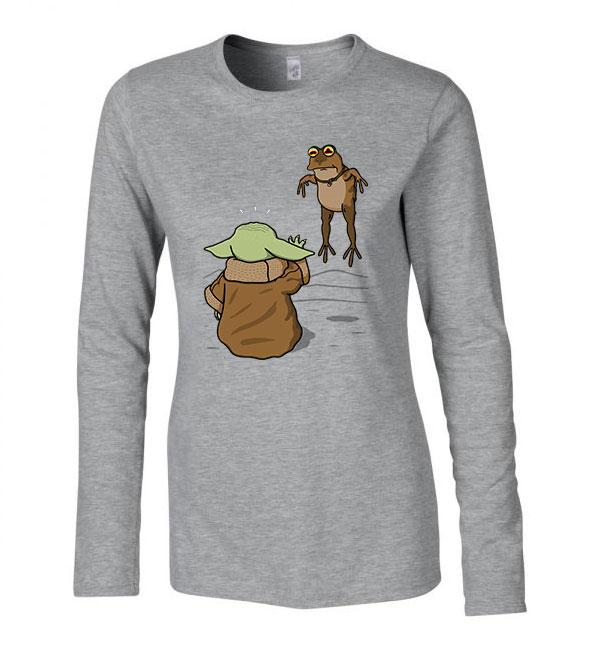 baba yoda baby yoda béka Sportszürke Női Hosszú Ujjú Póló