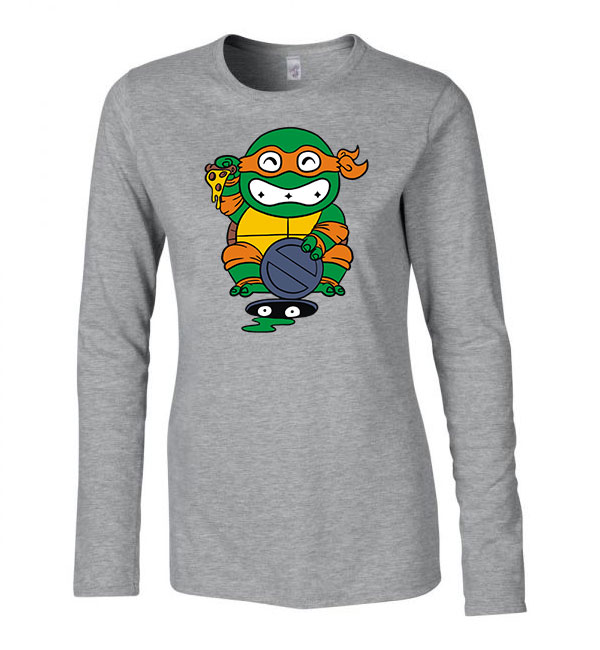 tini ninja teknőcök michelangelo Sportszürke Női Hosszú Ujjú Póló