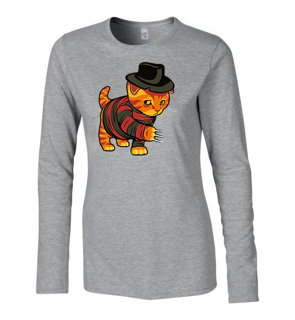Freddy Krueger Macska Sportszürke Női Hosszú Ujjú Póló