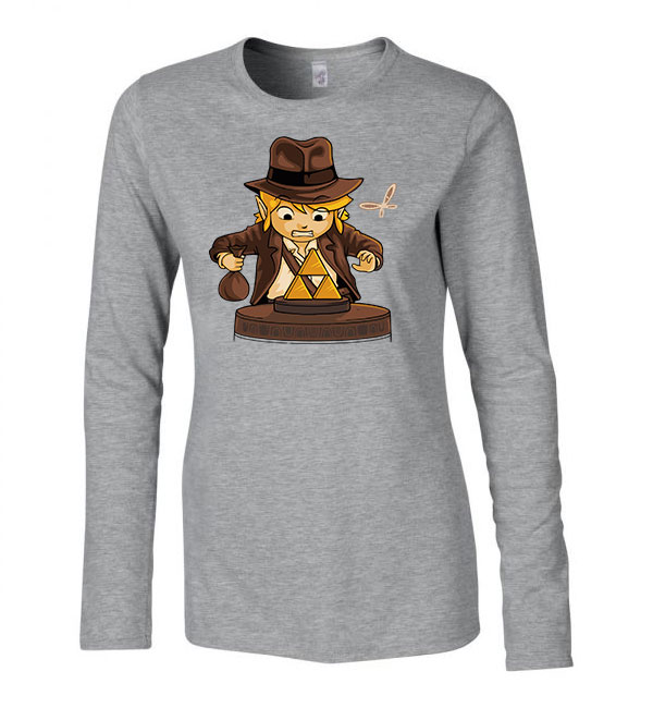 Link indiana jones gamer humor Sportszürke Női Hosszú Ujjú Póló