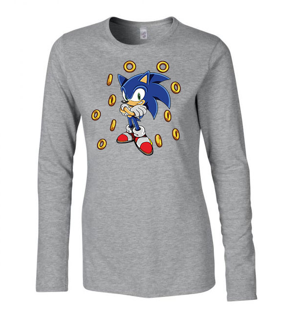 sonic a sündisznó Sportszürke Női Hosszú Ujjú Póló