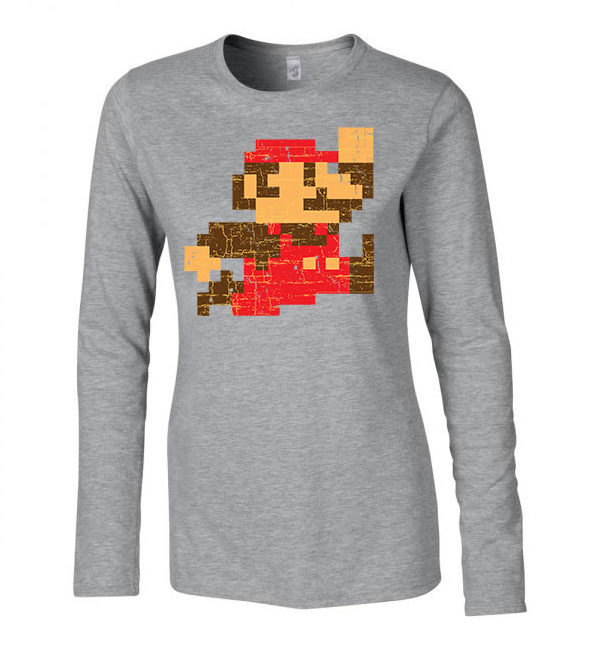 super mario Sportszürke Női Hosszú Ujjú Póló