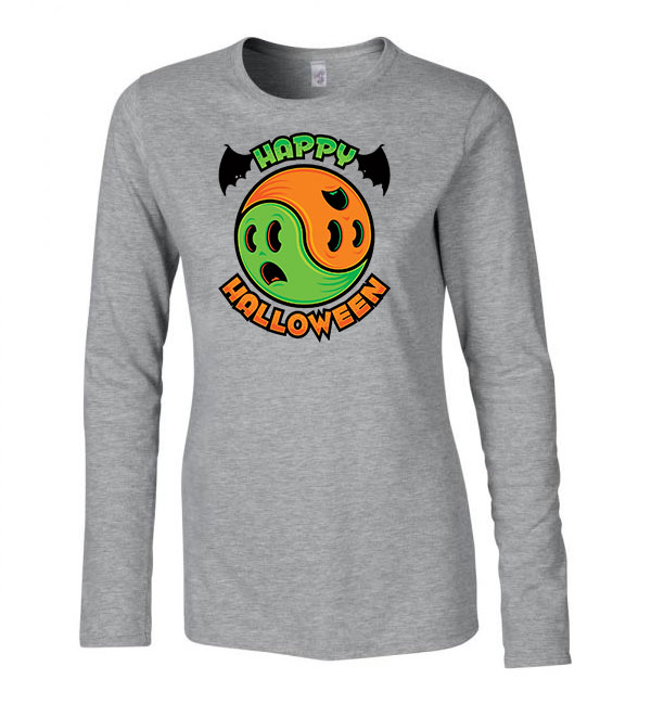 halloween Sportszürke Női Hosszú Ujjú Póló