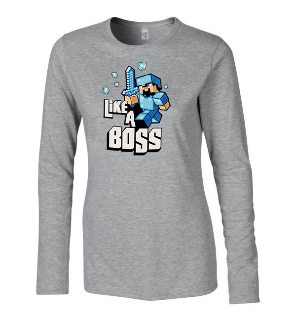 minecraft steve Sportszürke Női Hosszú Ujjú Póló
