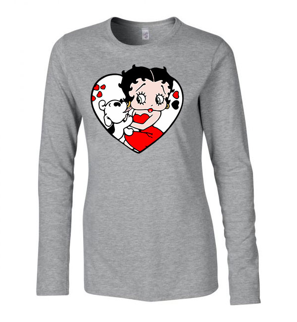 betty boop Sportszürke Női Hosszú Ujjú Póló