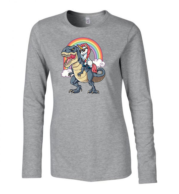 unikornis t-rex Sportszürke Női Hosszú Ujjú Póló