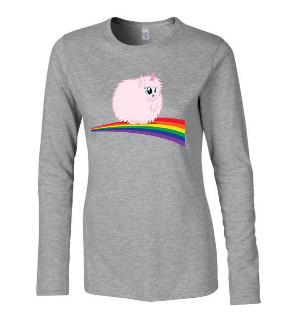 pink fluffy unicorn dancing on rainbow Sportszürke Női Hosszú Ujjú Póló
