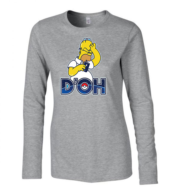 pokemon go homer simpson Sportszürke Női Hosszú Ujjú Póló