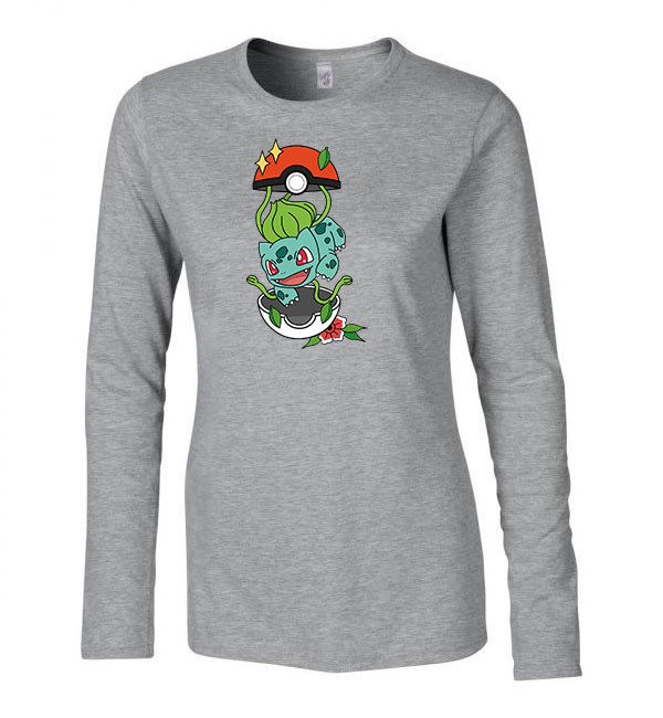 bulbasaur pokemon Sportszürke Női Hosszú Ujjú Póló