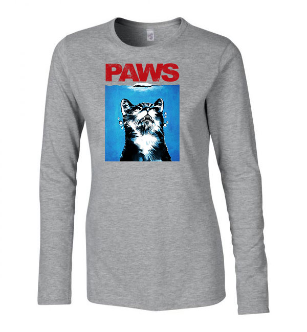 paws macsa macskás cica Sportszürke Női Hosszú Ujjú Póló