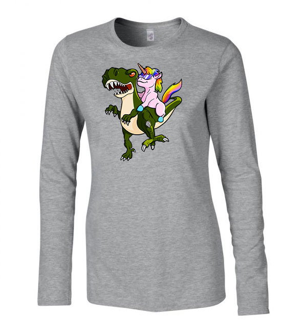 unikornis t-rex Sportszürke Női Hosszú Ujjú Póló