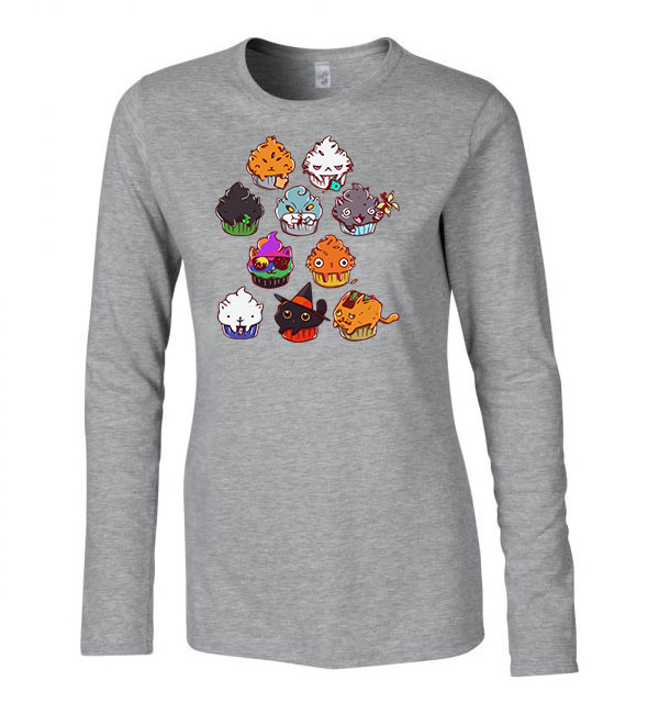 macska muffin macskás cica cicás Sportszürke Női Hosszú Ujjú Póló