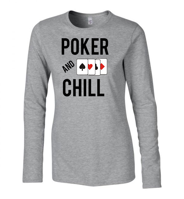 poker and chill Sportszürke Női Hosszú Ujjú Póló