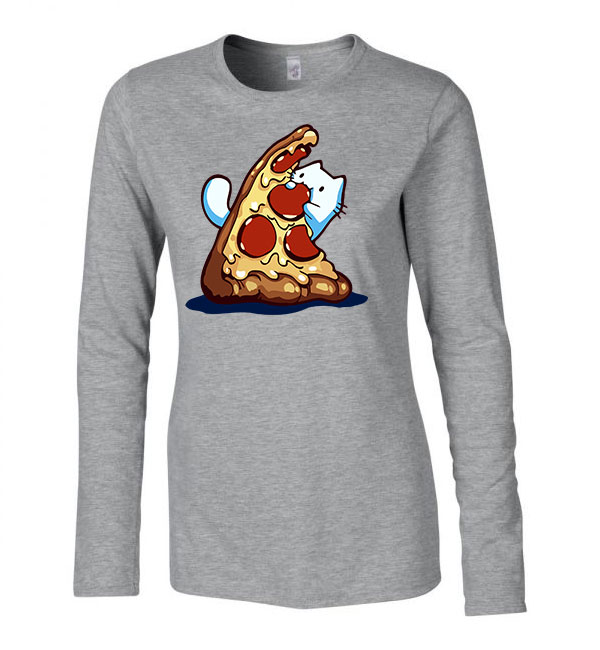 pizza szerető macska Sportszürke Női Hosszú Ujjú Póló