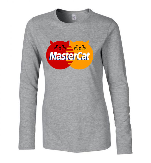 master cat macska macskás cica cicás Sportszürke Női Hosszú Ujjú Póló