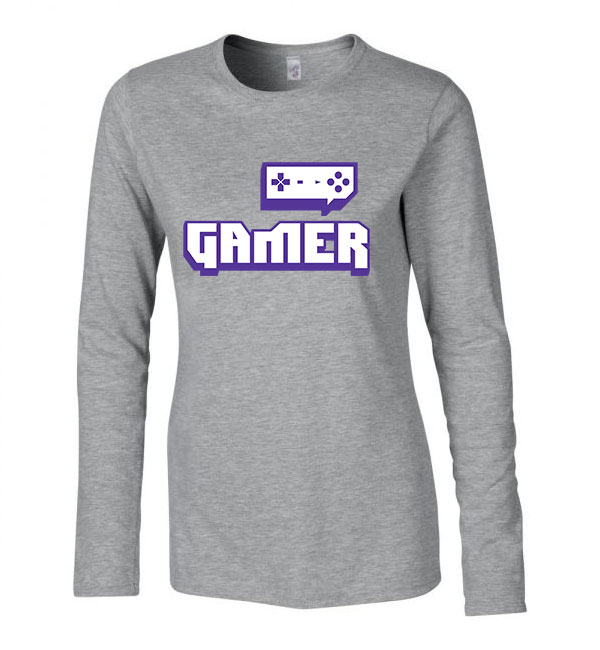 twitch gamer Sportszürke Női Hosszú Ujjú Póló