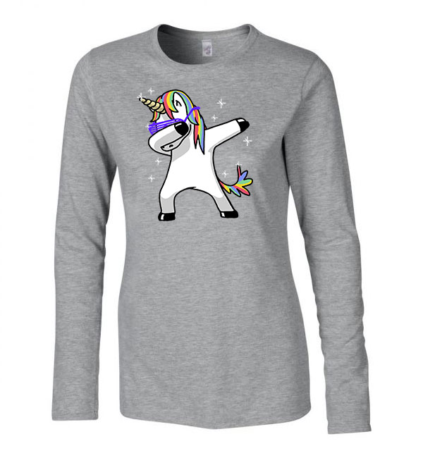 unikornis dabbing unicorn Sportszürke Női Hosszú Ujjú Póló