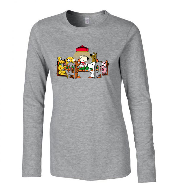 snoopy brian scooby doo pluto bátor a gyáva kutya kutyás Sportszürke Női Hosszú Ujjú Póló