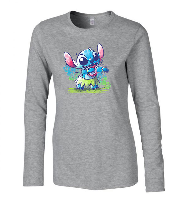 stitch Sportszürke Női Hosszú Ujjú Póló