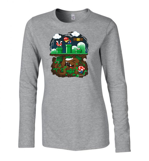 super mario Sportszürke Női Hosszú Ujjú Póló