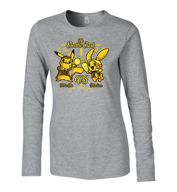 pikachu Sportszürke Női Hosszú Ujjú Póló