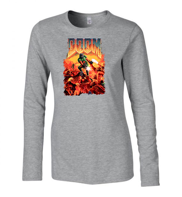 doom Sportszürke Női Hosszú Ujjú Póló