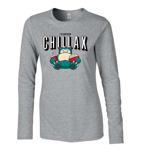 snorlax chillax Sportszürke Női Hosszú Ujjú Póló