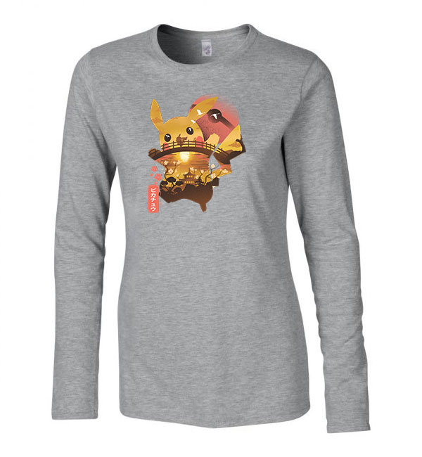 pikachu japán Sportszürke Női Hosszú Ujjú Póló