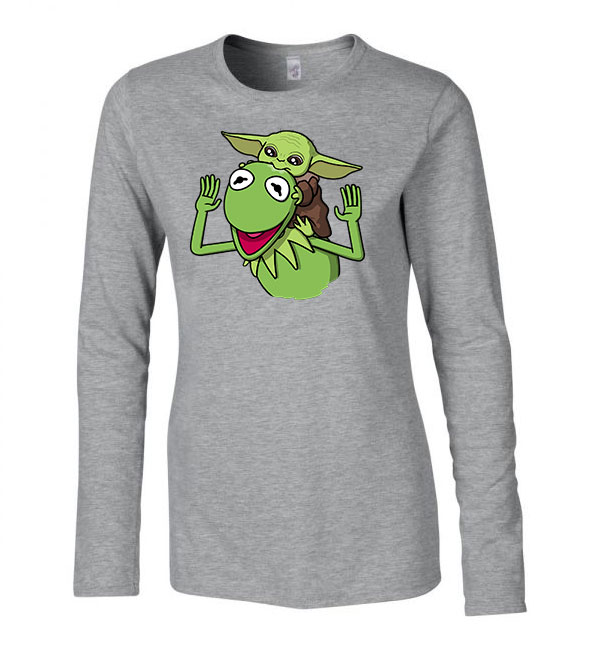 baba yoda baby yoda froggy breki béka Sportszürke Női Hosszú Ujjú Póló