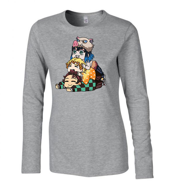 demon slayer Sportszürke Női Hosszú Ujjú Póló