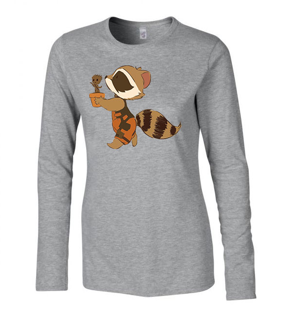 groot rocket raccoon Sportszürke Női Hosszú Ujjú Póló