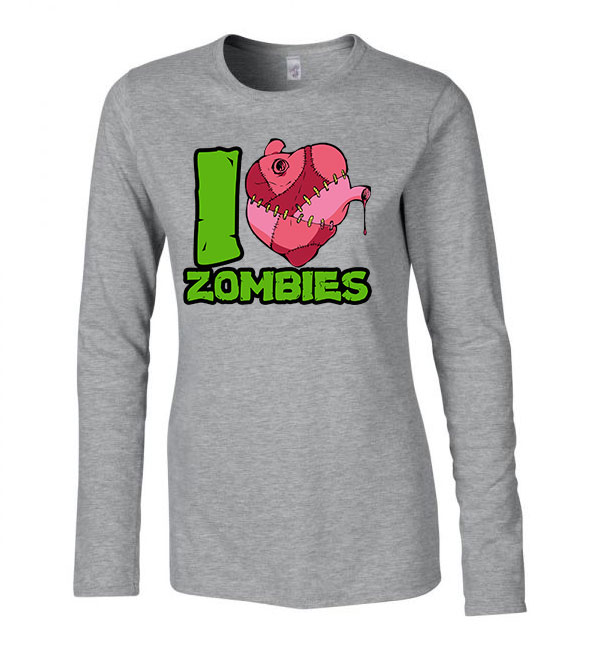 zombi zombis Sportszürke Női Hosszú Ujjú Póló