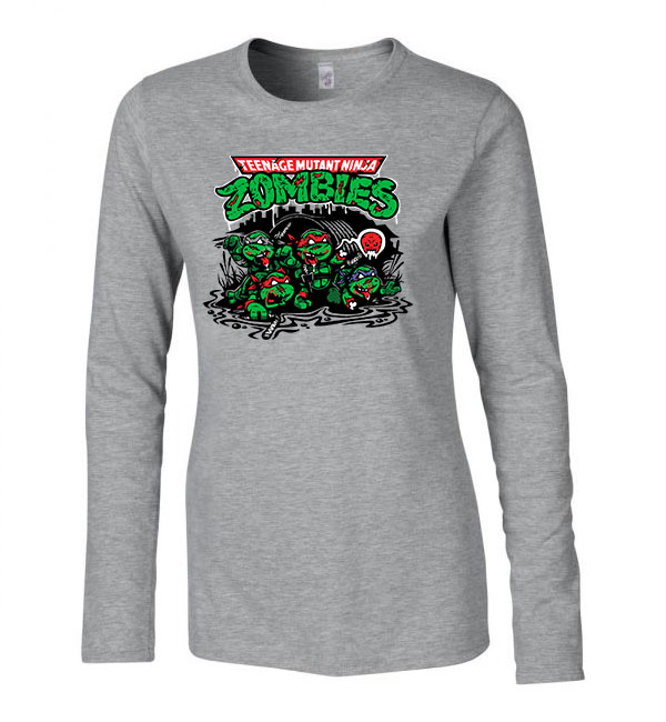 zombi zombis ninja teknőc Sportszürke Női Hosszú Ujjú Póló