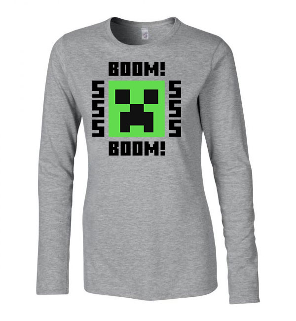 minecraft creeper Sportszürke Női Hosszú Ujjú Póló