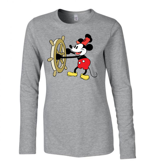 steamboat willie mickey egér Sportszürke Női Hosszú Ujjú Póló