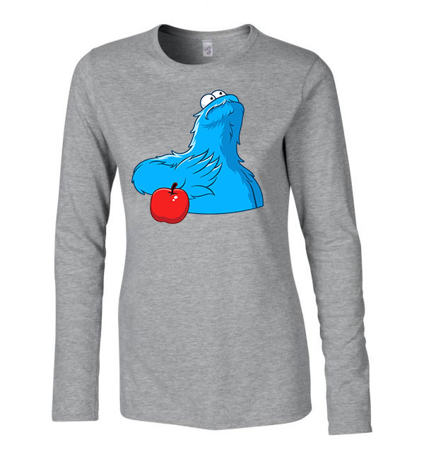 sütiszörny cookie monster alma Sportszürke Női Hosszú Ujjú Póló