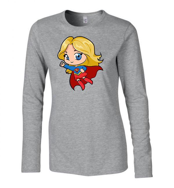 Chibi Supergirl Sportszürke Női Hosszú Ujjú Póló