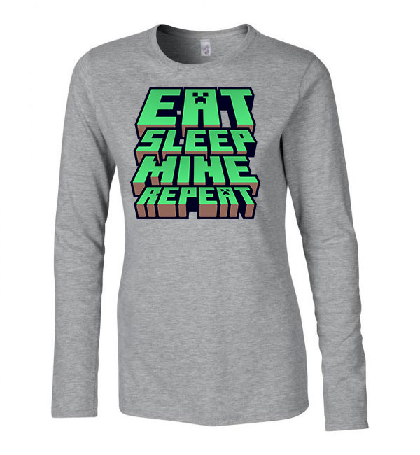 minecraft Sportszürke Női Hosszú Ujjú Póló