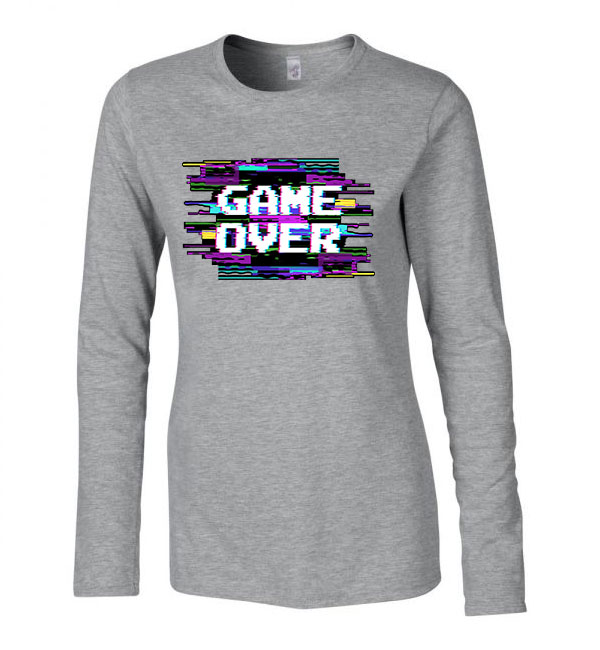 game over gamer Sportszürke Női Hosszú Ujjú Póló