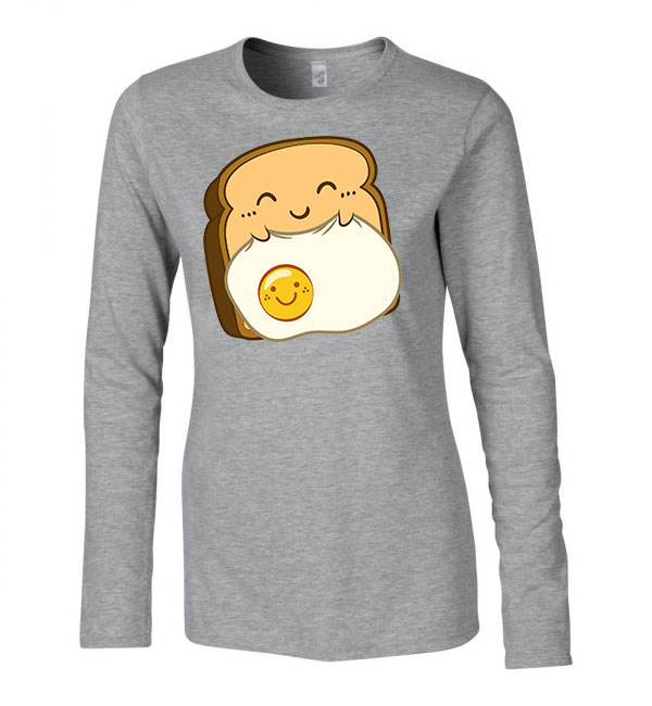 toast kenéyr tojás humor Sportszürke Női Hosszú Ujjú Póló