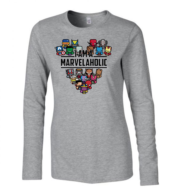 marvel avengers bosszállók pókember hulk thir vasember groot rocket raccoon galaxis őrzői Sportszürke Női Hosszú Ujjú Póló