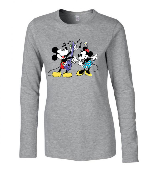 mickey és minnie egér Sportszürke Női Hosszú Ujjú Póló