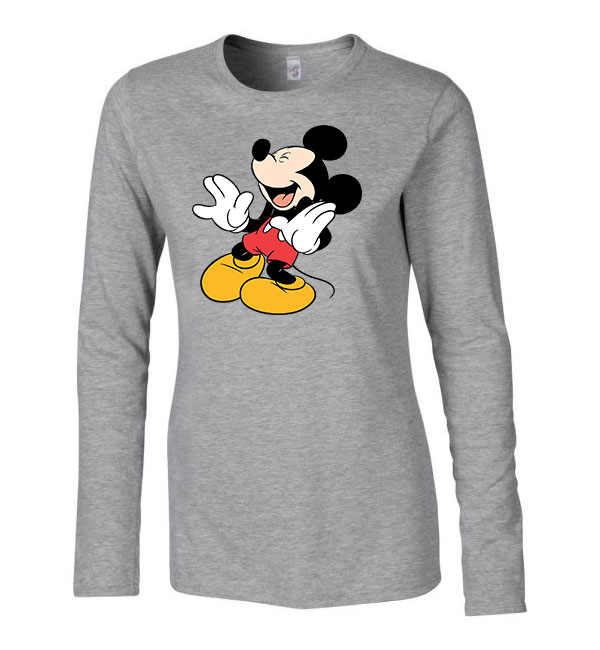 mickey egér Sportszürke Női Hosszú Ujjú Póló