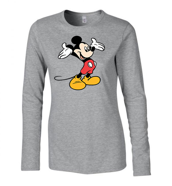 mickey egér Sportszürke Női Hosszú Ujjú Póló
