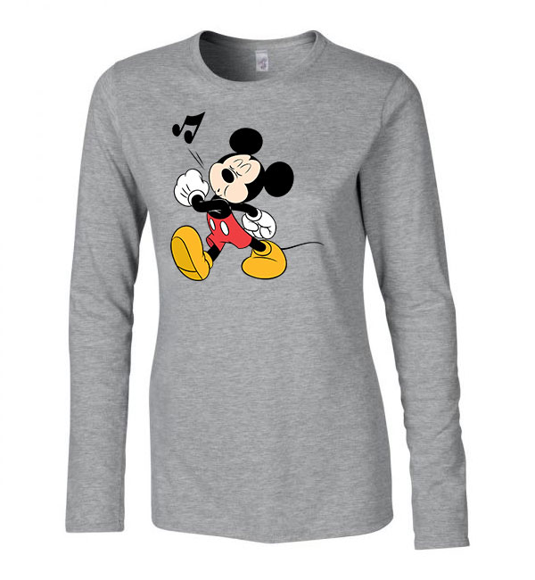 mickey egér fütyül Sportszürke Női Hosszú Ujjú Póló