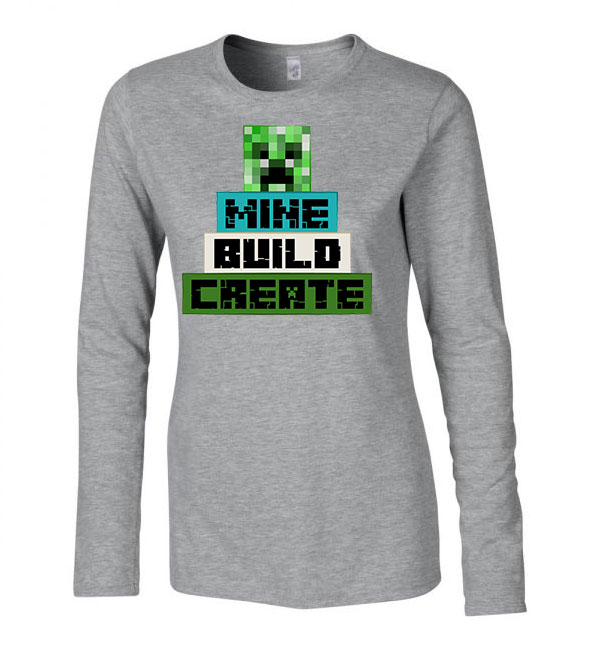 minecraft creeper Sportszürke Női Hosszú Ujjú Póló
