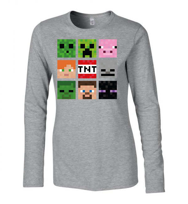 minecraft creeper slender man Sportszürke Női Hosszú Ujjú Póló