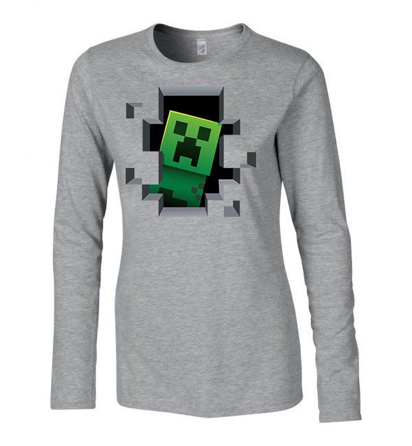 minecraft creeper Sportszürke Női Hosszú Ujjú Póló