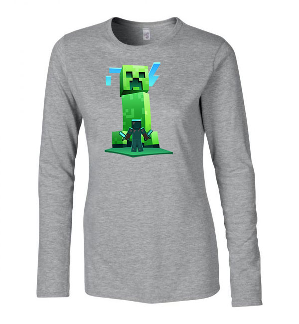 creeper minecraft Sportszürke Női Hosszú Ujjú Póló