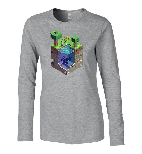 minecraft Sportszürke Női Hosszú Ujjú Póló
